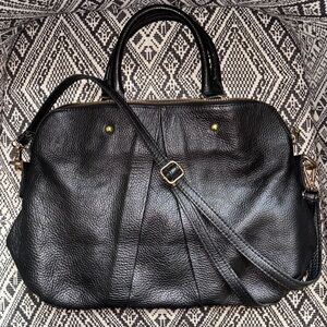 Vera PELLE Black Buttery Soft Italian Pebbled Leather Shoulder Crossbody Bag